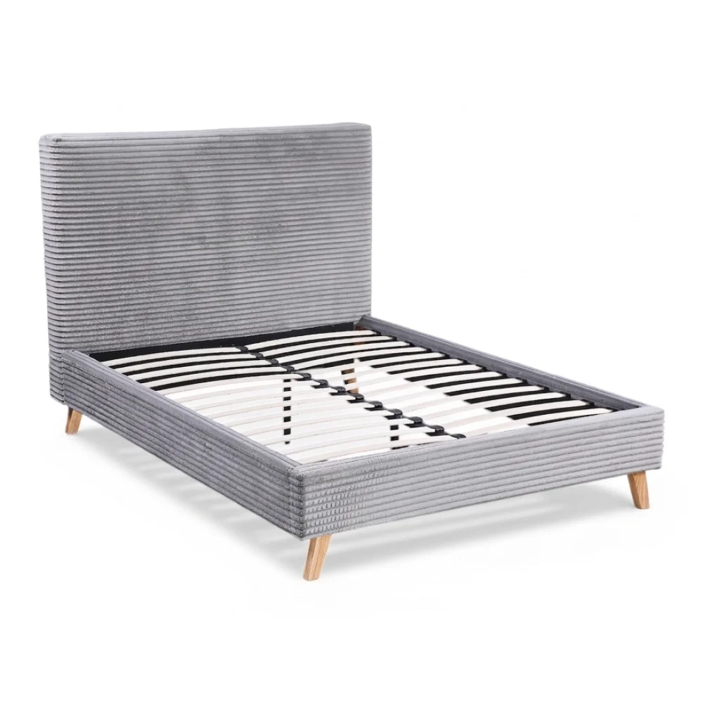AI Generated Product Image LIT 140 X 190 CM VEOURS CÔTELÉS - GRIS – Image 1