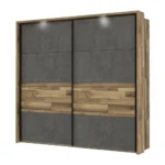 ARMOIRE 2 PORTES COULISSANTES CHENE / BETON