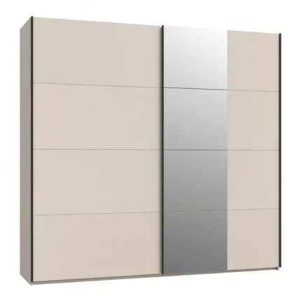 ARMOIRE 2 PORTES COULISSANTES AVEC MIROIR - BEIGE