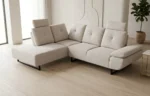CANAPÉ D'ANGLE DROIT AVANCE RECULE EN TISSU - TAUPE