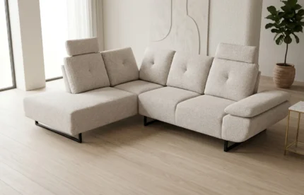 CANAPÉ D'ANGLE DROIT AVANCE RECULE EN TISSU - TAUPE