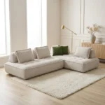 CANAPÉ D'ANGLE MODULABLE EN TISSU - BEIGE