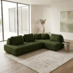 CANAPÉ D'ANGLE MODULABLE EN TISSU - VERT
