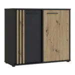 COMMODE 2 PORTES  - CHÊNE ARTISAN/NOIR