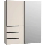 ARMOIRE 2 PORTES COULISSANTES + 1 MIROIR - SABLE