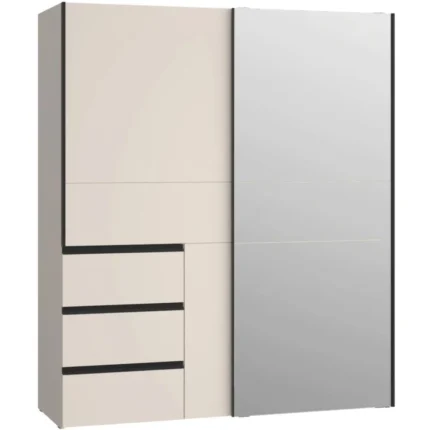 ARMOIRE 2 PORTES COULISSANTES + 1 MIROIR - SABLE