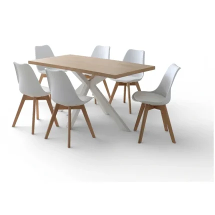 TABLE STERNE + 6 CHAISES - BLANC