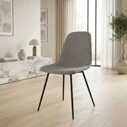 CHAISE EN VELOURS CÔTELÉ - TAUPE