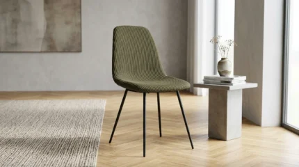 CHAISE EN VELOURS CÔTELÉ - VERT