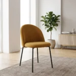 CHAISE DOSSIER ARCHE EN VELOURS CÔTELÉ - JAUNE