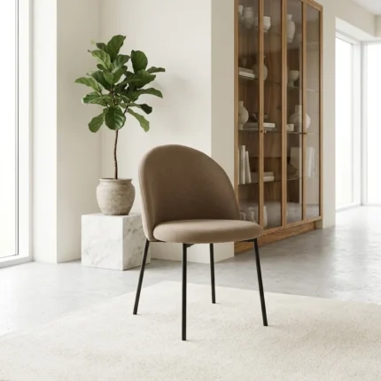 CHAISE DOSSIER ARCHE EN VELOURS CÔTELÉ - TAUPE