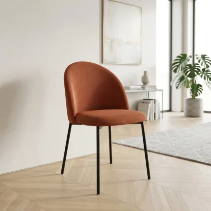 CHAISE DOSSIER ARCHE EN VELOURS CÔTELÉ - TERRACOTTA