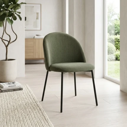 CHAISE DOSSIER ARCHE EN VELOURS CÔTELÉ - VERT