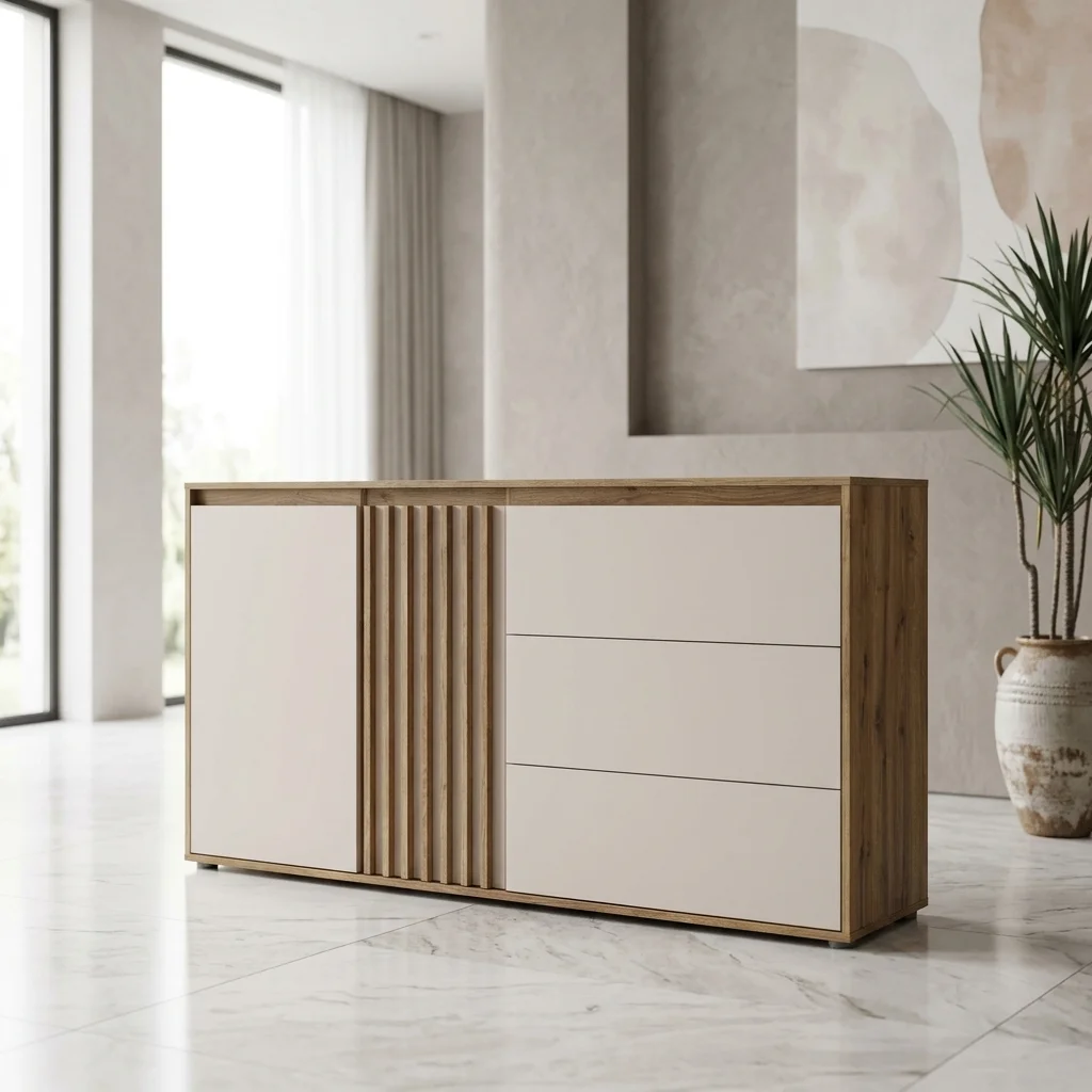 AI Generated Product Image ENFILADE 2 PORTES + 3 TIROIRS - CHENE & SABLE – Image 1