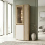 VITRINE 3 PORTES & UNE VITRÉE - CHENE & SABLE