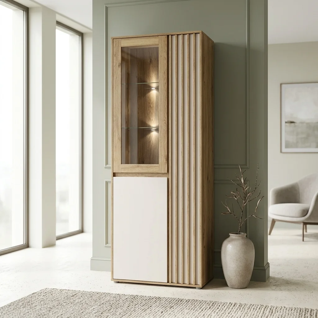 AI Generated Product Image VITRINE 3 PORTES & UNE VITRÉE - CHENE & SABLE – Image 1