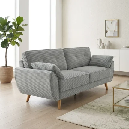 BANQUETTE 3 PLACES CLIC-CLAC EN TISSU - CREME