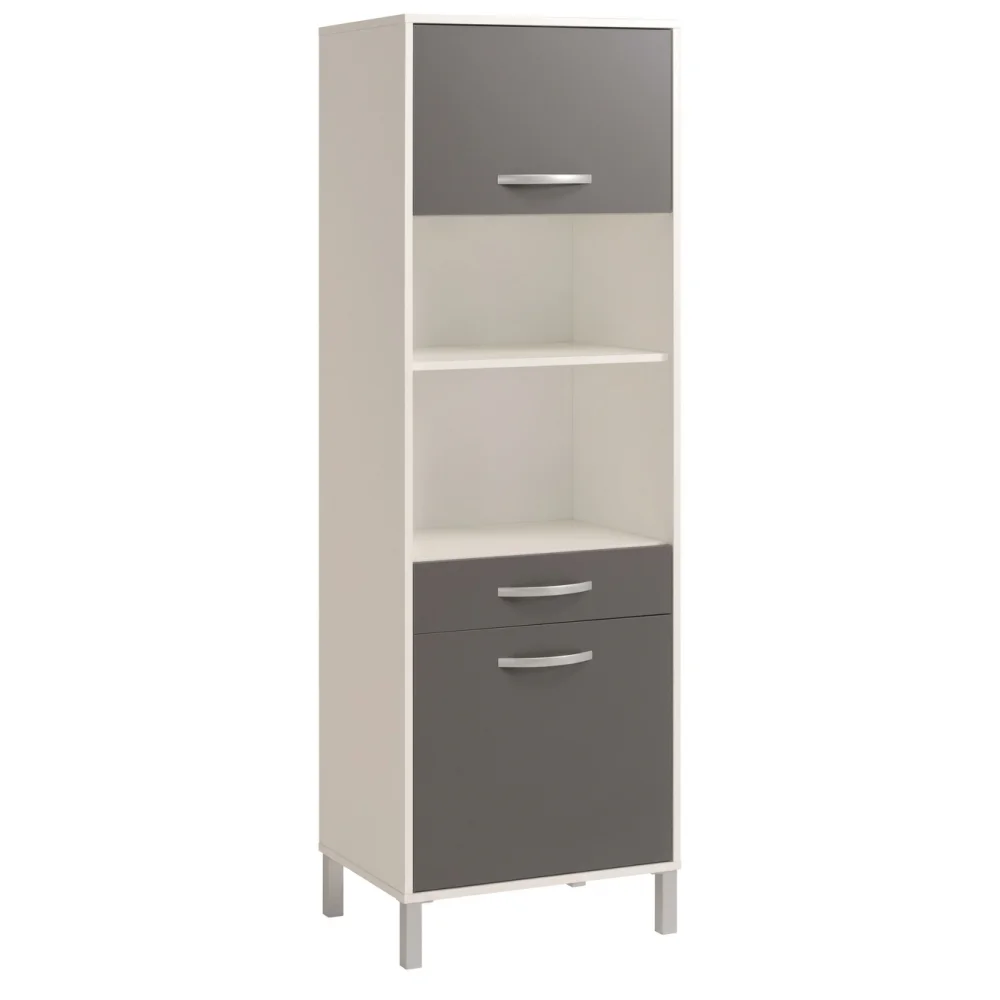 AI Generated Product Image BUFFET 2 PORTES + 2 NICHES + 1 TIROIR - BLANC ET GRIS – Image 1