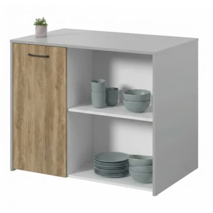 ILOT 1 PORTE + 2 NICHES -  CHÊNE ET BLANC