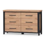 COMMODE 6 TIROIRS - CHENE ET NOIR