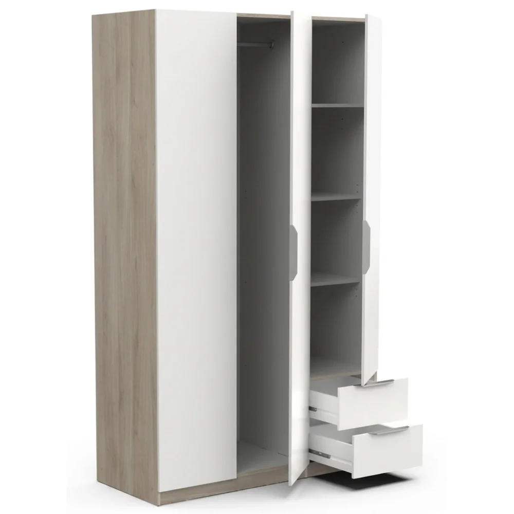 AI Generated Product Image ARMOIRE 3 PORTES + 2 TIROIRS - BLANC ET CHENE – Image 1