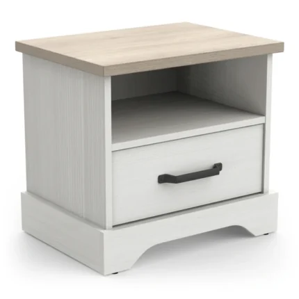 CHEVET 1 TIROIR + 1 NICHE -  CHENE KRONBERG / BLANC