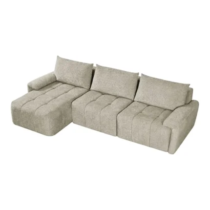 CANAPÉ D'ANGLE GAUCHE DESIGN COMPRESSÉ - BEIGE