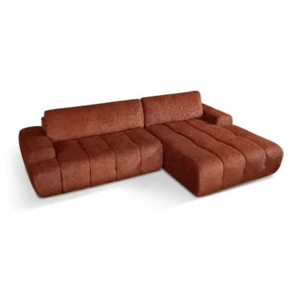 CANAPÉ D'ANGLE DROIT DESIGN COMPRESSÉ - MARRON