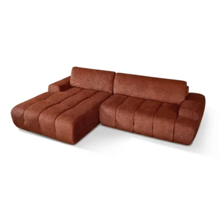 CANAPÉ D'ANGLE GAUCHE DESIGN COMPRESSÉ - MARRON