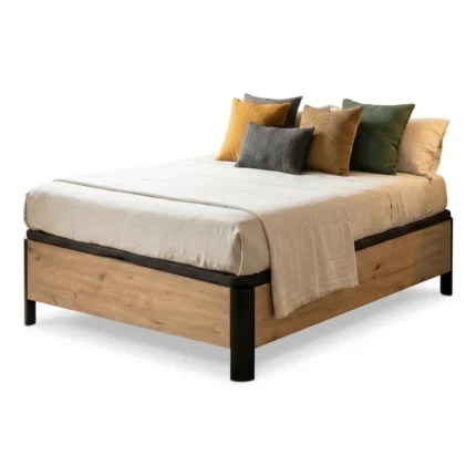 SOMMIER COFFRE RELEVABLE 140X 190 - CHÊNE ET NOIR ( SANS MATELAS)