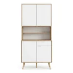 BUFFET 4 PORTES & 1 TIROIR - BLANC & CHENE