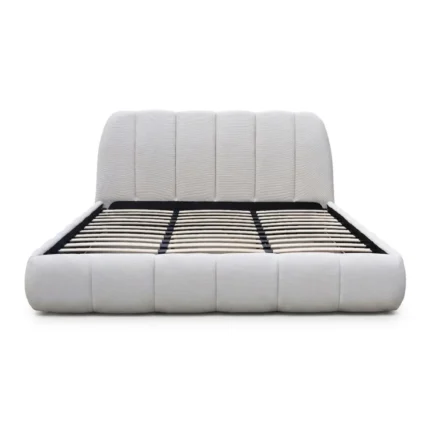 LIT + SOMMIER 180X200 CM EN TISSU - BEIGE