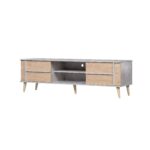 MEUBLE TV 2 PORTES / 2 NICHES - CHENE/GRIS – Image 2