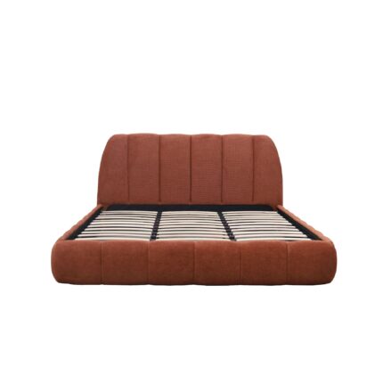 LIT + SOMMIER 180X200 CM EN TISSU - ORANGE