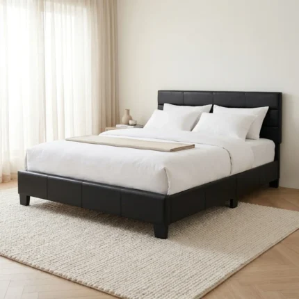LIT 160 X 200 CM PVC AVEC SOMMIER - NOIR