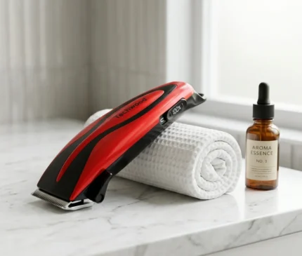 TONDEUSE CHEVEUX AVEC ACCESSOIRES CISEAUX PEIGNE - ROUGE - TECHWOOD
