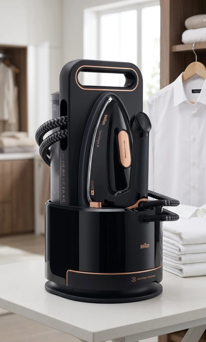AI Generated Product Image CENTRALE VAPEUR CARESTYLE 9 BARS 2700 W FREEGLIDE 3D AUTO-CLEAN 2 L - NOIR - BRAUN – Image 1
