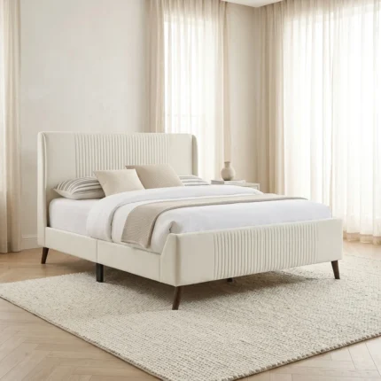LIT TISSU 160 X 200 CM AVEC SOMMIER -  BEIGE