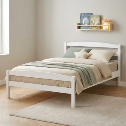 LIT 140 X 190 CM  AVEC SOMMIER - BLANC