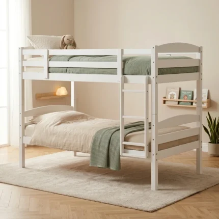 LIT SUPERPOSÉ 90 X 190 CM  AVEC SOMMIER - BLANC
