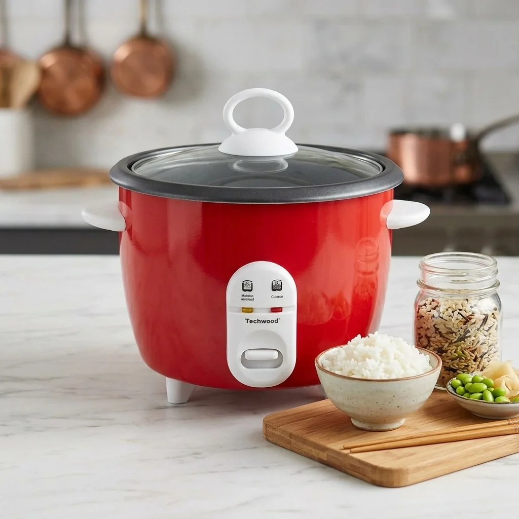 AI Generated Product Image CUISEUR À RIZ 1 L 400 W MAINTIEN AU CHAUD - ROUGE - TECHWOOD – Image 1