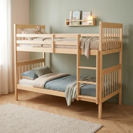 LIT SUPERPOSÉ 90X190 - BOIS NATUREL ( AVEC SOMMIER )