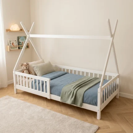 LIT TIPI 90X190 - BLANC ( AVEC SOMMIER )