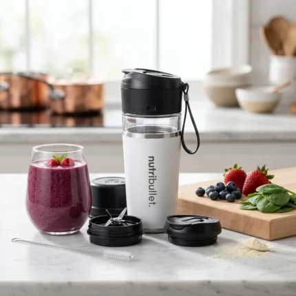 BLENDER PORTABLE FLIP RECHARGEABLE USB-C COUVERCLE RABAT - BLANC - NUTRIBULLET