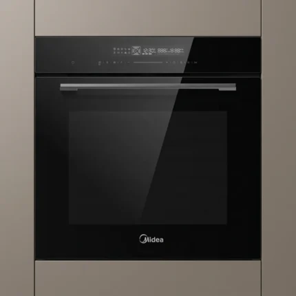 FOUR ENCASTRABLE MULTIFONCTION PYROLYSE 72 L 12 PROGRAMMES CLASSE A+ PORTE FROIDE - NOIR - MIDEA