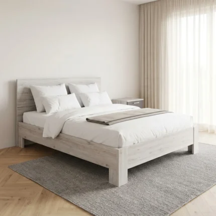 PACK LIT 160 X 200 + ARMOIRE 4 PORTES + 2 CHEVETS - CHÊNE