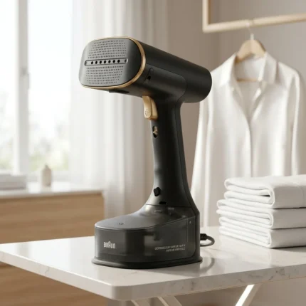 DÉFROISSEUR VAPEUR 1600 W VAPEUR VERTICALE RÉSULTAT PROFESSIONNEL - NOIR & DORÉ - BRAUN