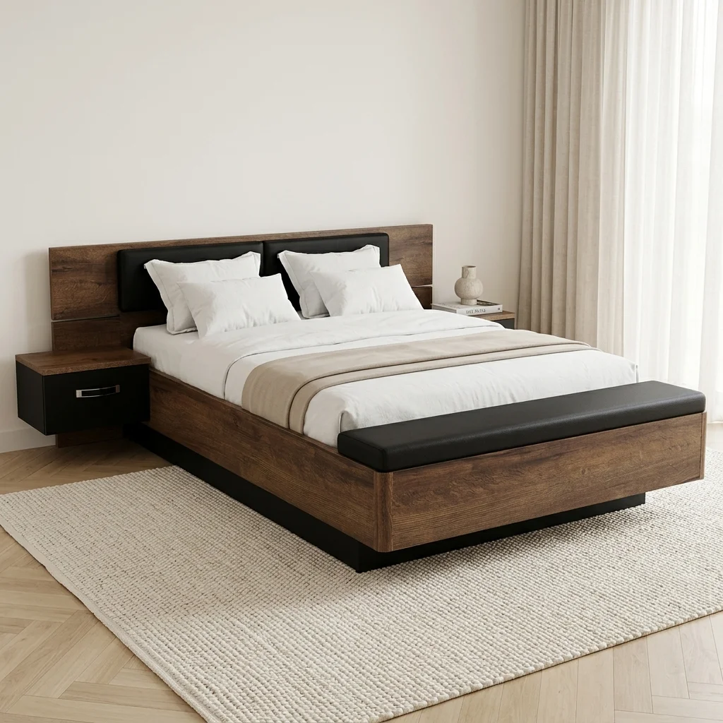 AI Generated Product Image LIT 160 X 200 CM + 2 CHEVETS SUSPENDU - COTTAGE – Image 1