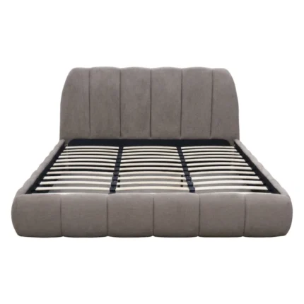 LIT + SOMMIER 180X200 CM EN TISSU - MARRON CLAIR