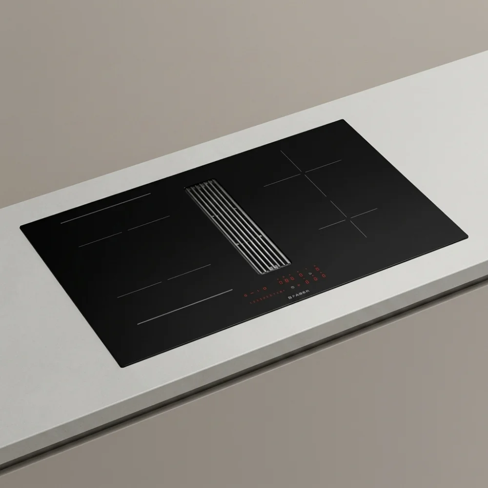 AI Generated Product Image TABLE DE CUISSON À INDUCTION ASPIRANTE 4 FOYERS + 2 BRIDGES 83 CM - FABER – Image 1